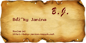Béky Janina névjegykártya